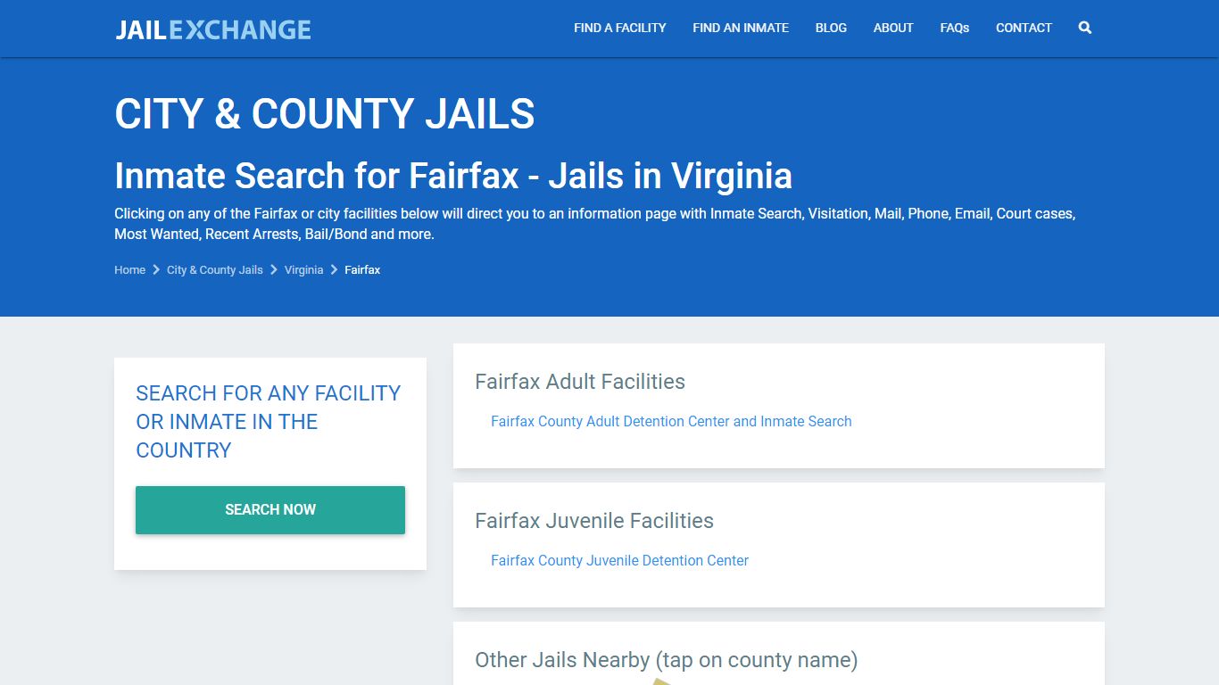 Inmate Search for Fairfax | Jails in Virginia - JAIL EXCHANGE